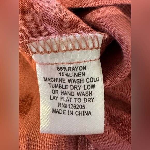 Just Living Button Front Printed Hearts Shirt Linen Blend Size S - Picture 8 of 8